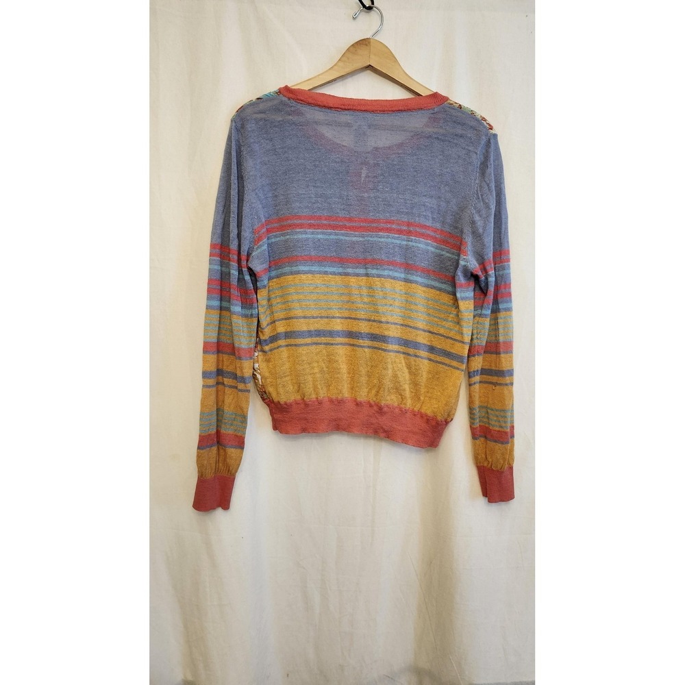 Sundance Cardigan Sweater Womens L Multi Silk Front Floral Lightweight Knit Boho - Picture 8 of 12